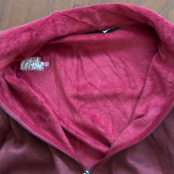 The North Face Full Zip Fleece LINED Jacket Mens  M Maroon Zippered Pockets - Picture 7 of 10